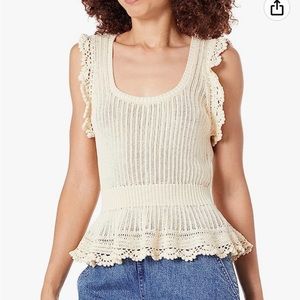 Paige Ammeline Crocket cotton knit tank in Ecru